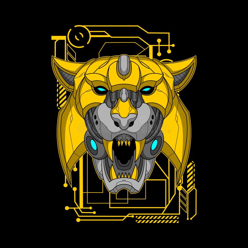 Tiger robot head 005 stock vector. Illustration of mascot - 215634135