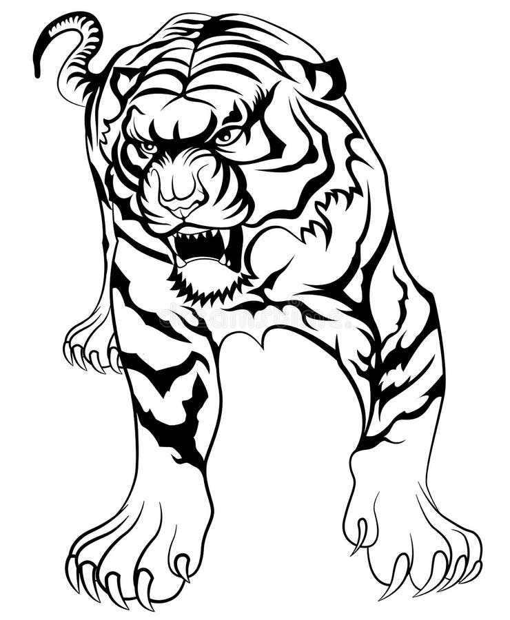 Tiger tattoo stock vector. Illustration of black, stripe - 41614758