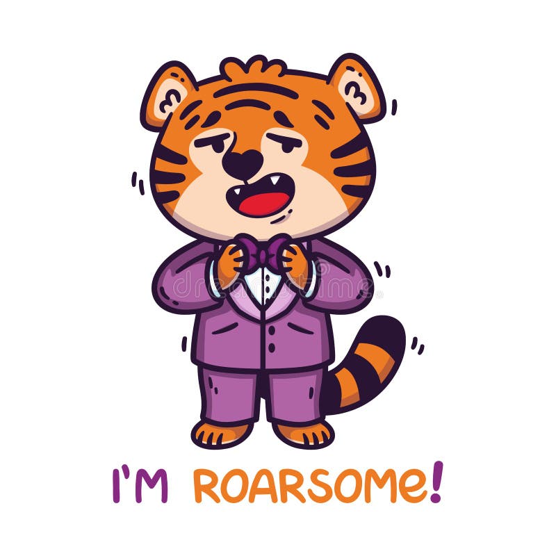 Cute cartoon dinosaur i am roarsome Royalty Free Vector