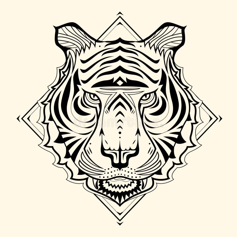 Tiger Zentangle stock vector. Illustration of line, simple - 57453770