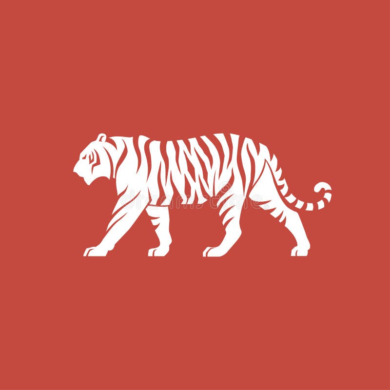 Tigerseite wiew Logozeichenschattenbild-Emblemvektor stock abbildung
