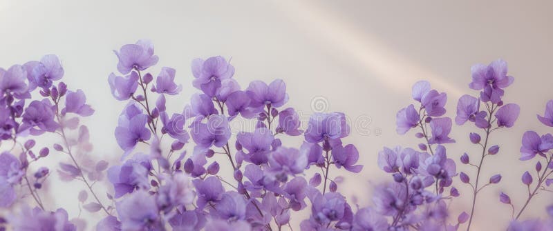 A tight shot of a cluster of purple blooms royalty free stock photo