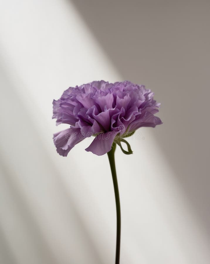 A tight shot of a purple bloom with numerous petals. stock photos