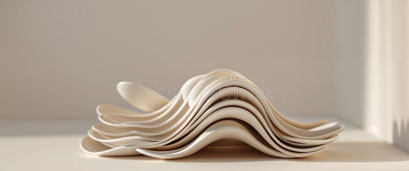 A tight shot of stacked spoons forming a wavy structure stock photos