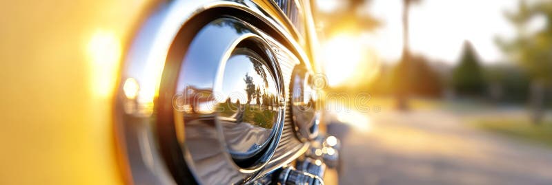 A tight shot of a sun-reflecting car tire's rear end stock photos