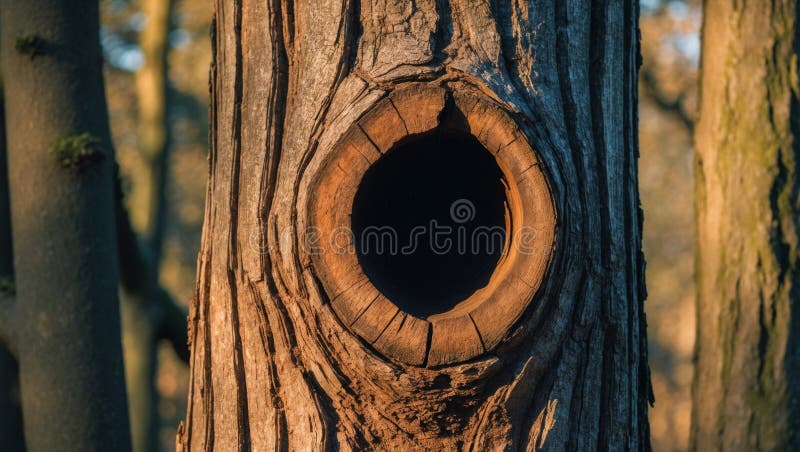 A tight shot of a tree trunk displaying a central hollow. stock images