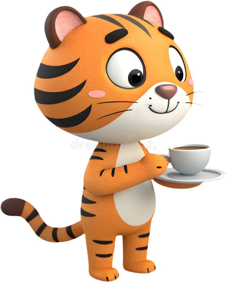 Tigru desenat adorabil cu expresie jucăuitoare. royalty free illustration