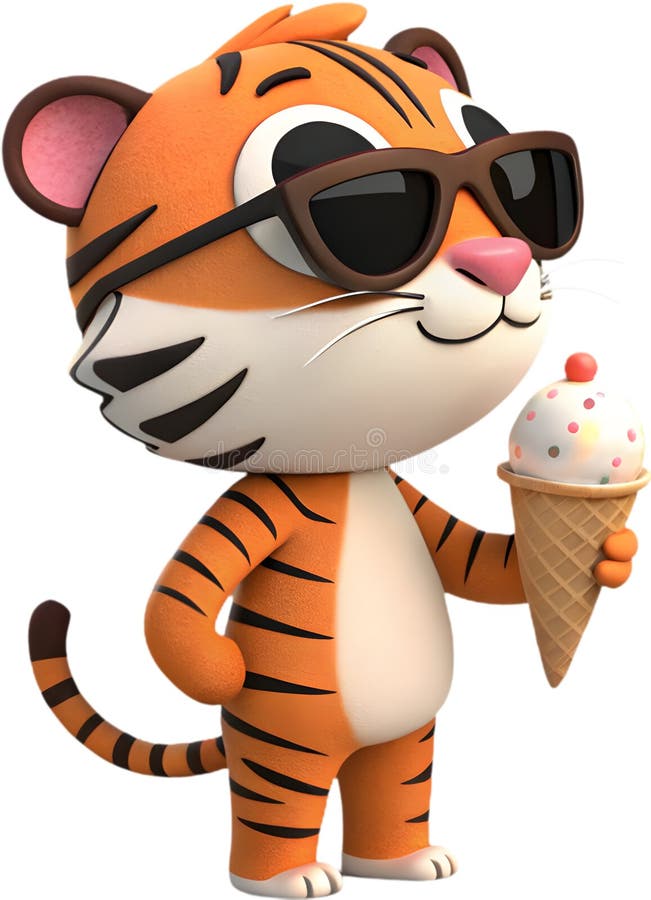 Tigru desenat adorabil cu expresie jucăuitoare. stock illustration