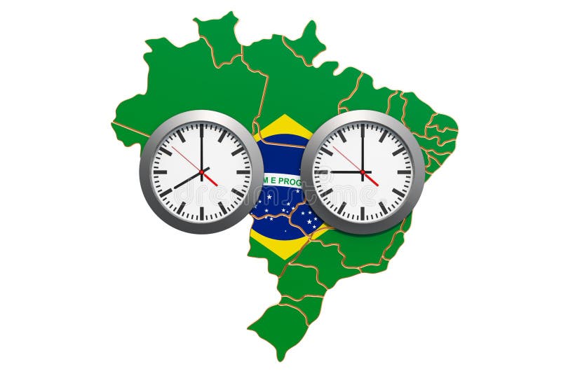 Tijdzones in het concept van Brazilië het 3d teruggeven stock illustratie