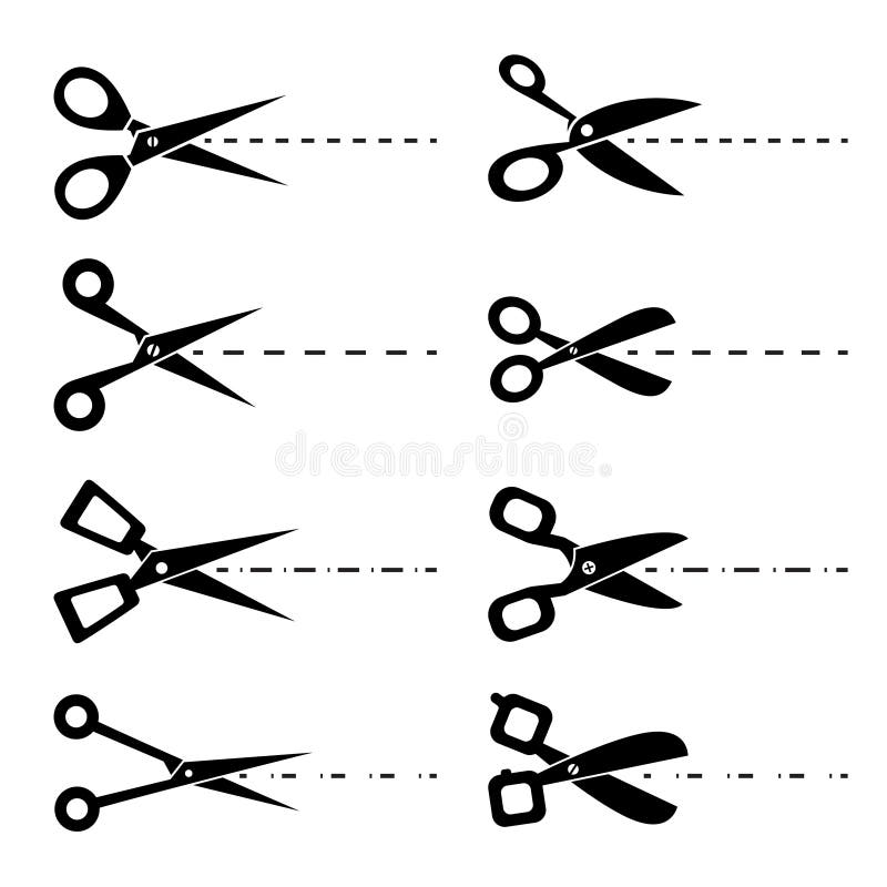 Scissors with cut lines design. Scissors with cut lines design