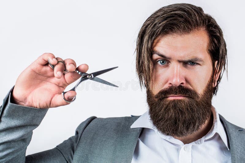 Barbero hombre barbudo con tijeras: fotografía de stock © Tverdohlib.com  #132674134