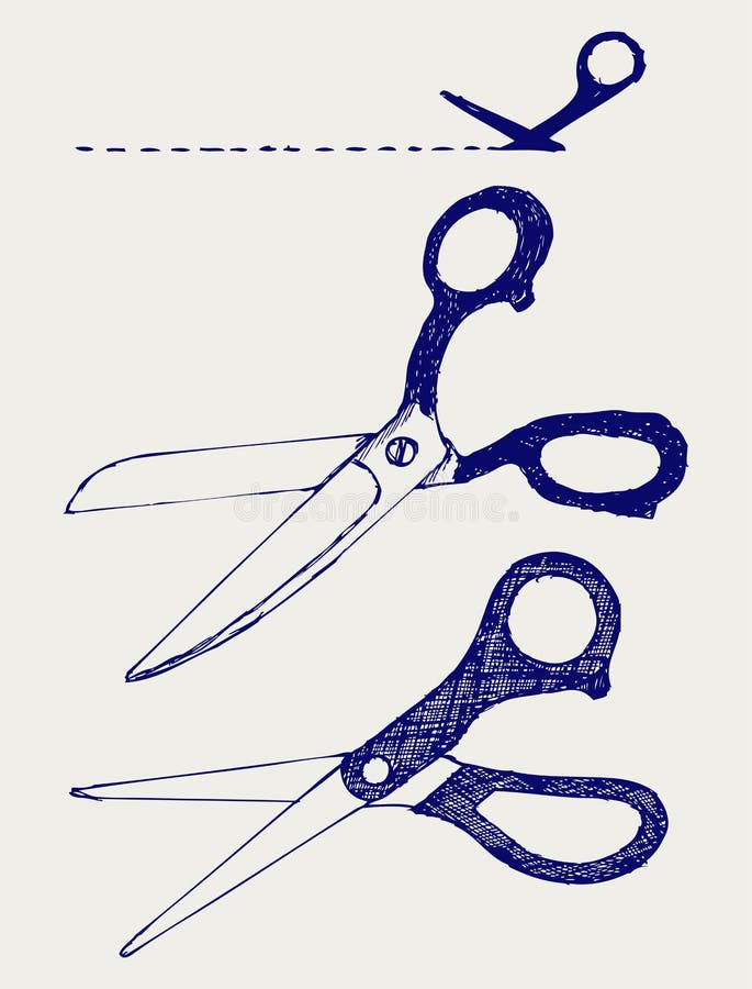 Tijeras del corte. Estilo del Doodle ilustración del vector