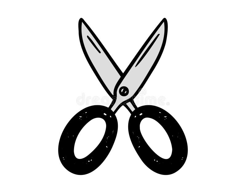 Tijeras posición abierta icono doodle mano dibujado. símbolo del cliparte de la línea de dibujo de dibujos animados de color libre illustration