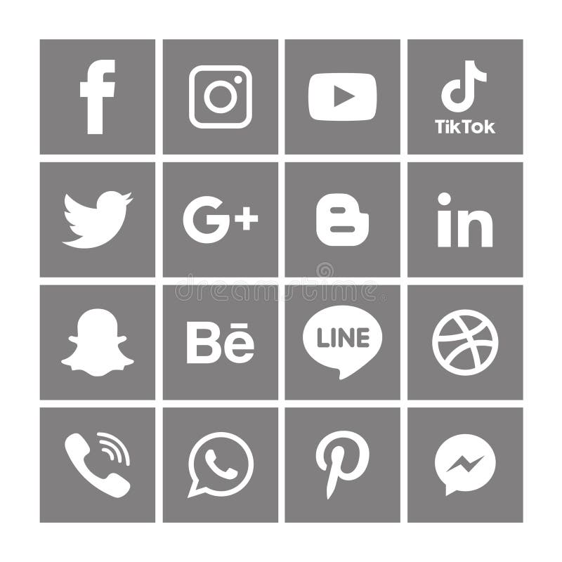Gray Social media icons set Logo Vector Illustrator Background vector illustration Gray Social media icons set Logo Vector Illustrator Background vector illustration