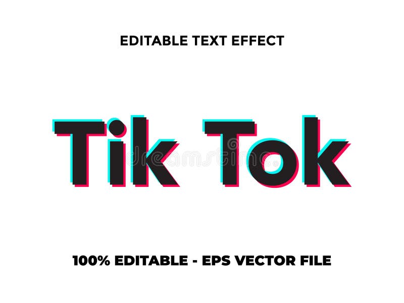 TIKTOK BLACK RED and BLUE EDITABLE TEXT EFFECT Editorial Stock Image