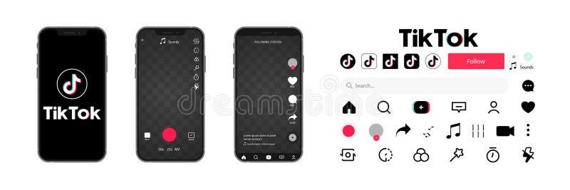 Iconos de tiktok redes sociales con teléfono inteligente