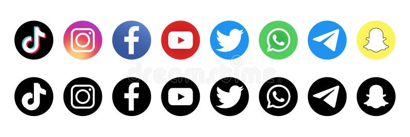 Tik Tok Facebook Twitter Instagram Youtube Collection Of Popular Social Media Logo On Isolated Or Transparent Background Editorial Image Illustration Of Frame Line