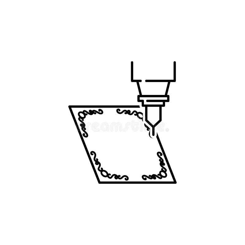 Tile engraving icon. Element of laser application in production for mobile concept and web apps illustration. Thin line icon for vector illustration
