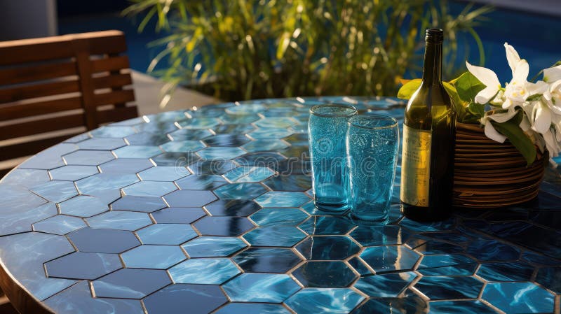 Tile hexagonal blue royalty free illustration
