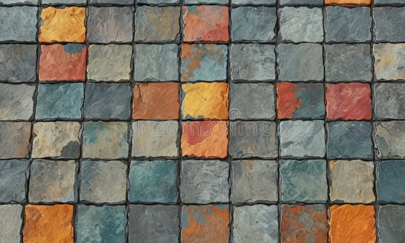 AI has artfully constructed this scene of tile pattern with different colors. highlighting the dynamic interplay of light and shadow. capturing the intricacies of design and composition.