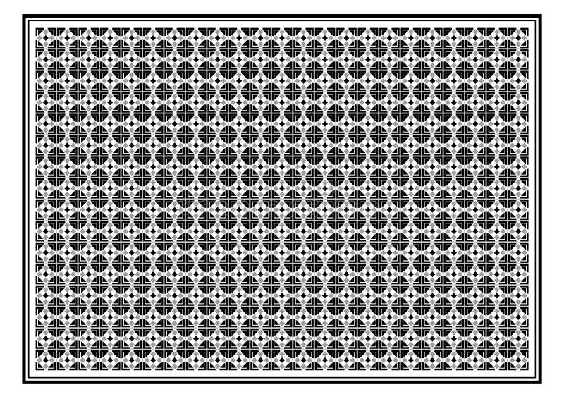 Tile Pattern Geometric Art Nouveau in Black White Stock Illustration