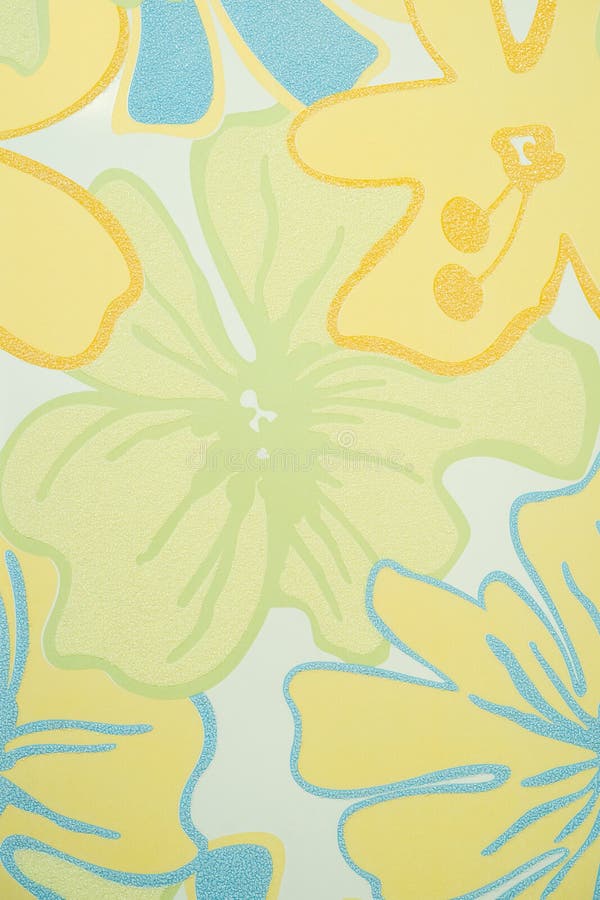 Tile with a pattern of white-yellow-green flowers