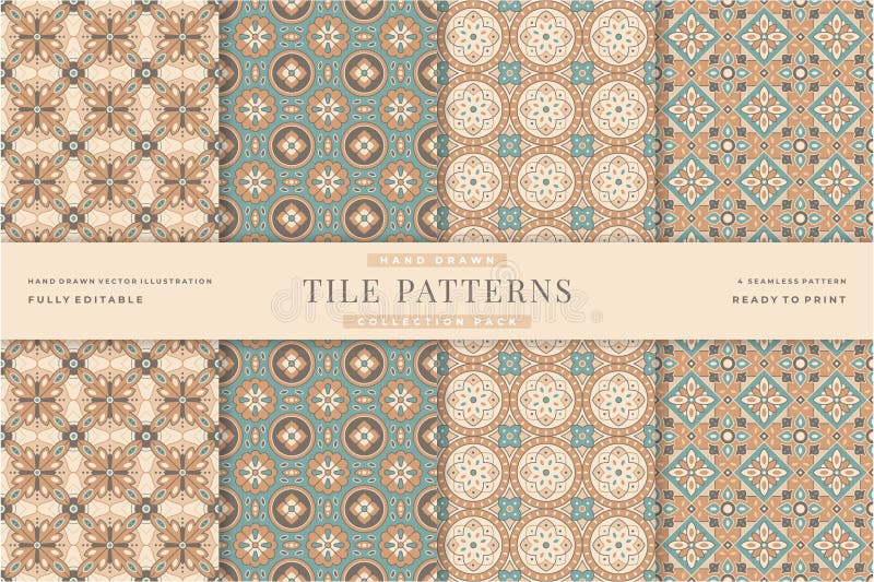 Vintage tile seamless patterns collection 9 royalty free illustration