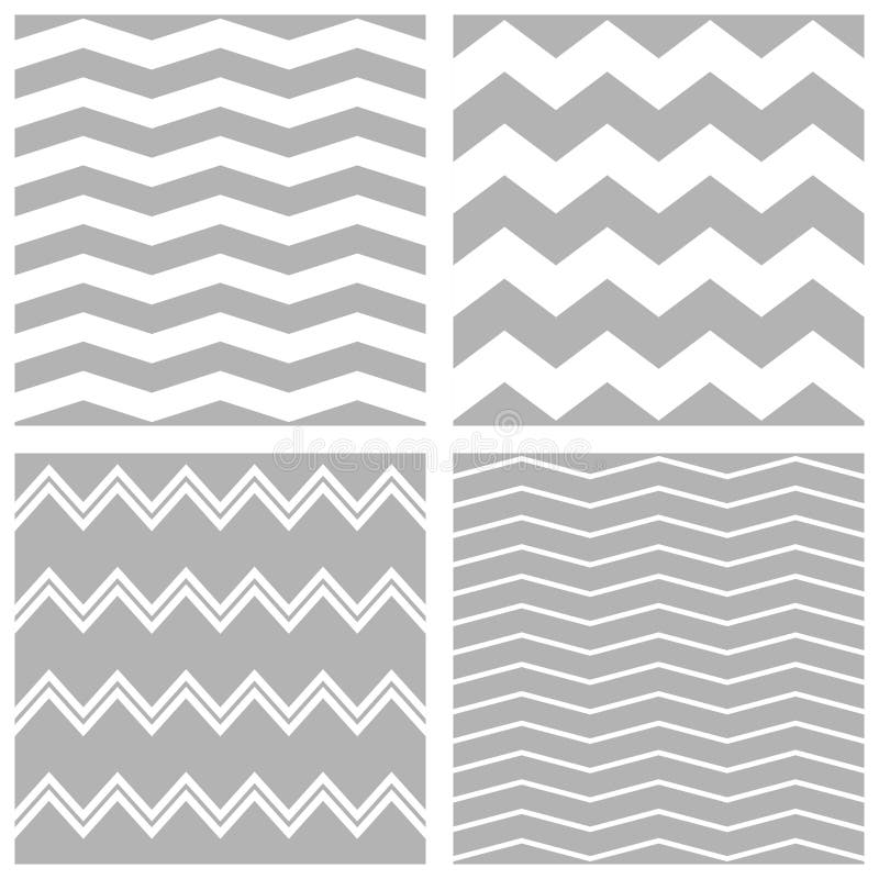 Tile vector chevron pattern set with white and grey zig zag background