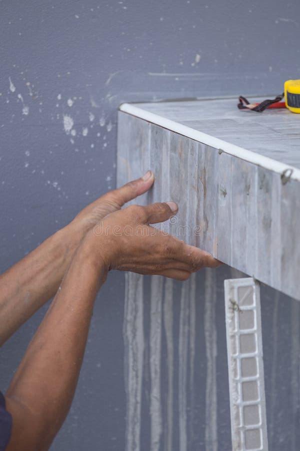 Tiler Install Ceramic Tiles Stock Photo Image of ceramic, installing