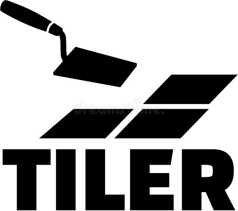 Tiler with trowel icon royalty free illustration