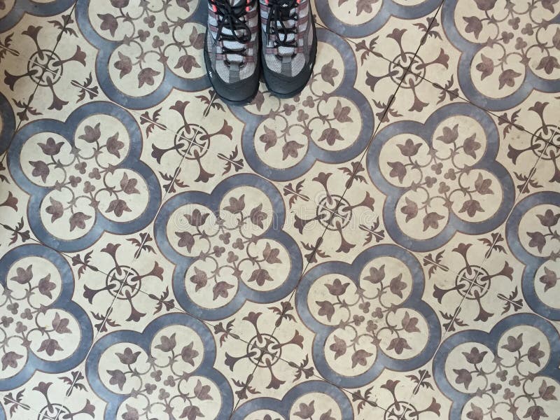 Feet on vintage tiles stock photo. Image of tile, view - 97236938