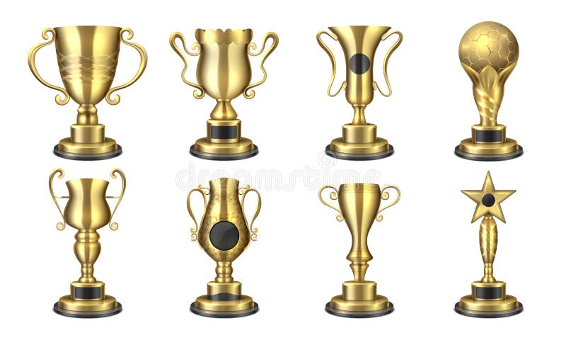 tilldelar den guld- vektorn Realistisk trof vektor illustrationer tilldelar den guld- vektorn Realistisk trof vektor illustrationer
