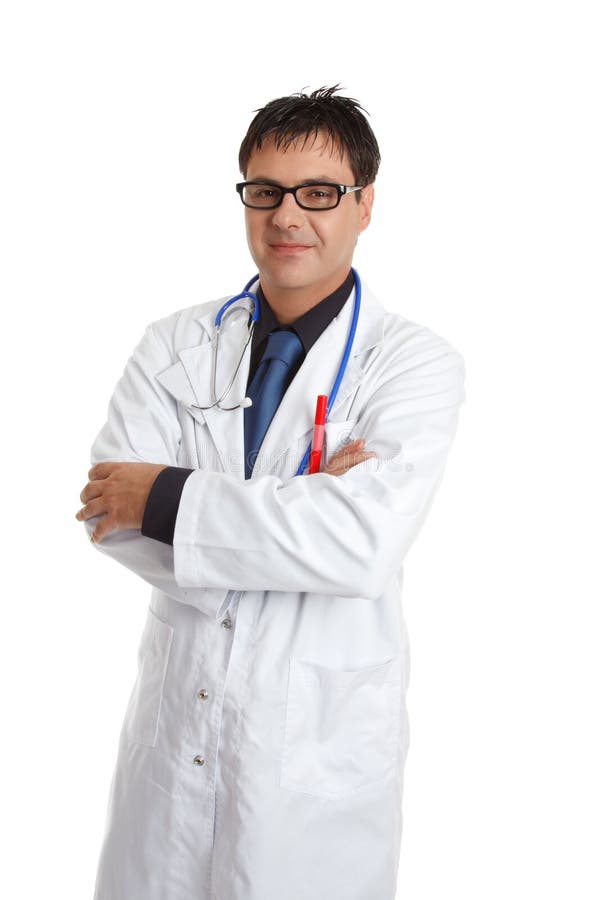 Läkare står avslappnat royaltyfria foton