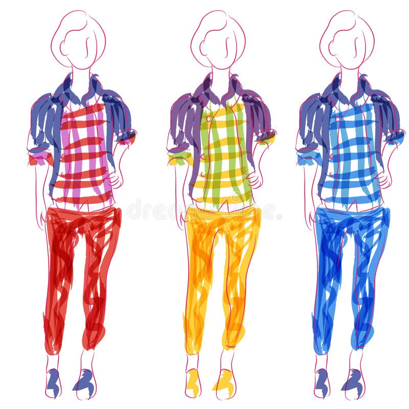 Tillfälligt klädd kvinna stock illustrationer Tillfälligt klädd kvinna stock illustrationer