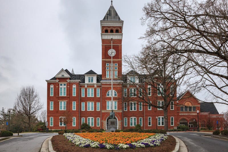 Clemson University 2 Tillman Hall Black and White Signed