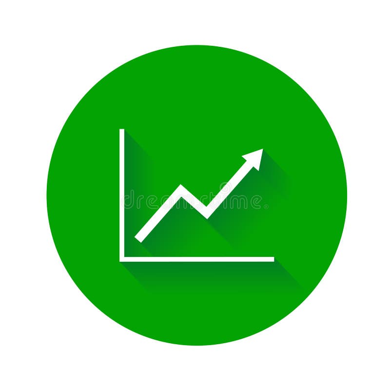 Tillväxtlinje diagramsymbol Växande plan vektorillustration för diagram med lång skugga vektor illustrationer