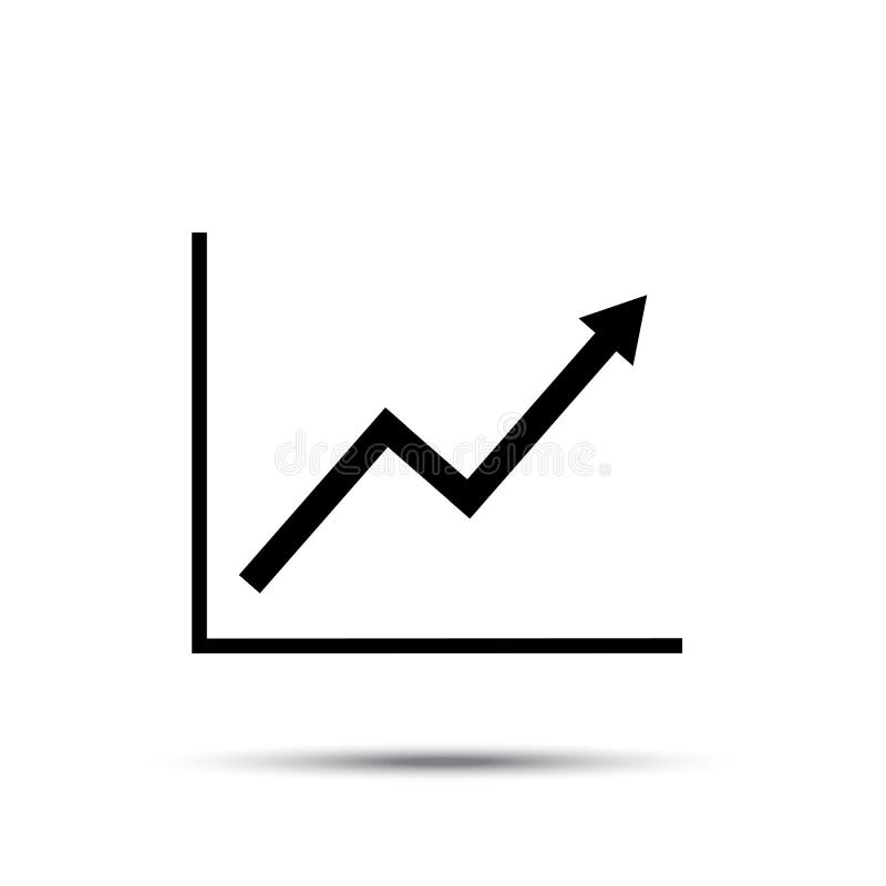 Tillväxtlinje diagramsymbol Växande plan vektorillustration för diagram med skugga stock illustrationer