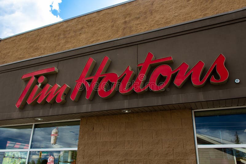 MONTREAL, CANADA - NOVEMBER 9, 2018: Tim Hortons logo in front of one of  their restaurants in Montreal, Quebec. Tim Hortons is a cafe and fastfood  can Stock Photo - Alamy