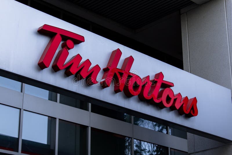 MONTREAL, CANADA - NOVEMBER 9, 2018: Tim Hortons logo in front of one of  their restaurants in Montreal, Quebec. Tim Hortons is a cafe and fastfood  can Stock Photo - Alamy