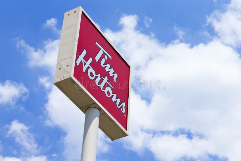 Tim Hortons Logo in Front of One of Their Restaurants in Quebec