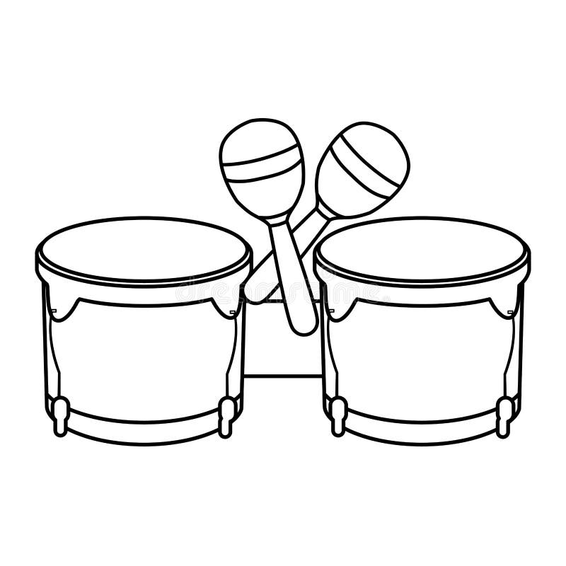 Timbal and Maracas Instruments Musical Stock Vector Illustration of