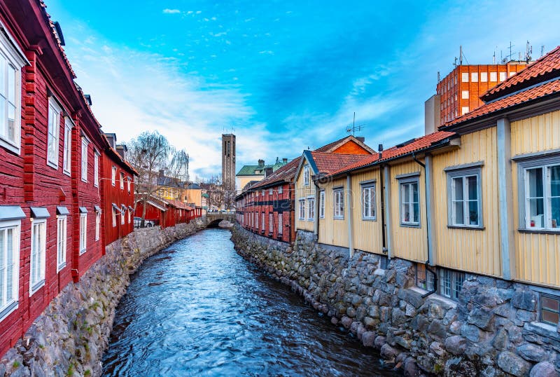 Timber buildings in Gamla stan part of Vasteras, Sweden