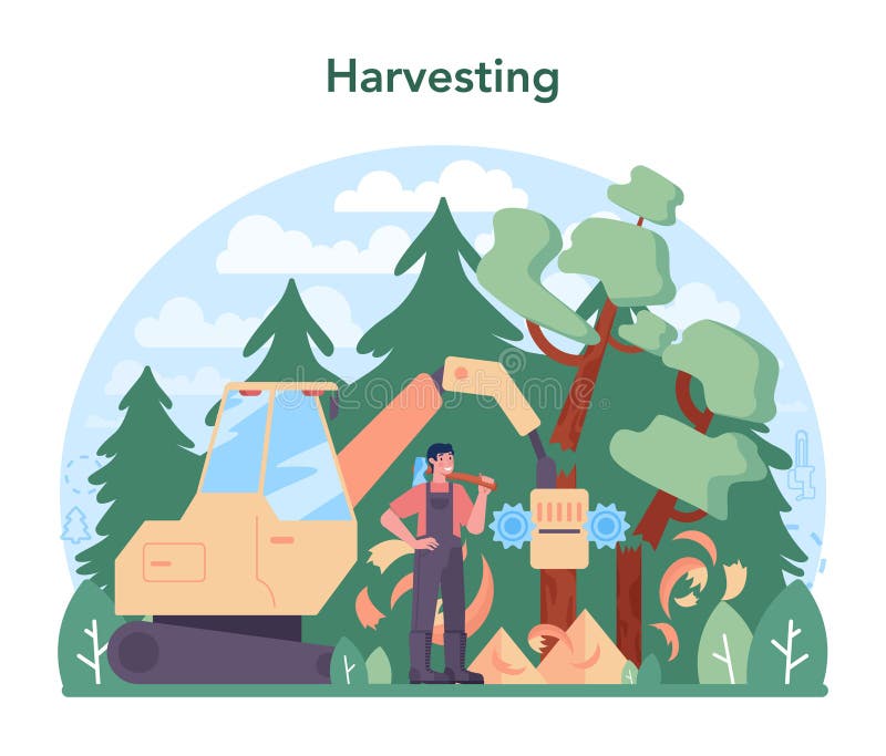 Timber industry and wood production concept. Logging royalty free illustration
