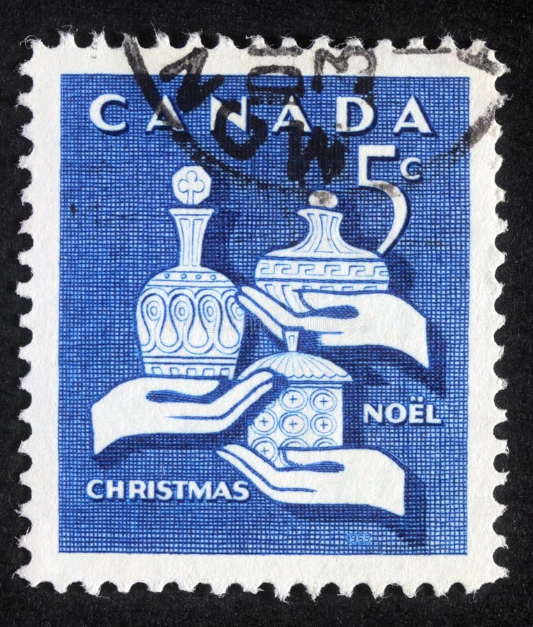 Timbre de Noël imprimé dans le Canada image libre de droits Timbre de Noël imprimé dans le Canada image libre de droits