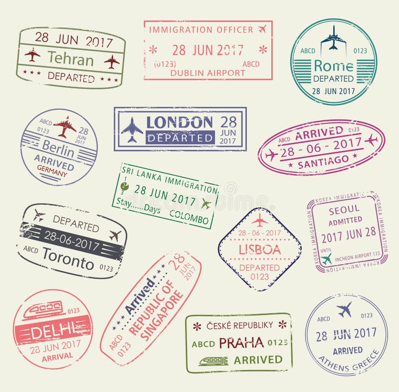 Timbre de passeport de scénographie d'isolement par visa de voyage illustration libre de droits Timbre de passeport de scénographie d'isolement par visa de voyage illustration libre de droits