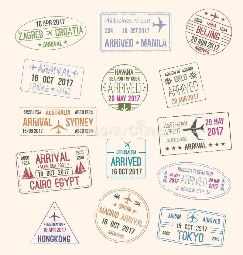 Timbre de passeport de visa de voyage pour la conception de tourisme illustration de vecteur Timbre de passeport de visa de voyage pour la conception de tourisme illustration de vecteur