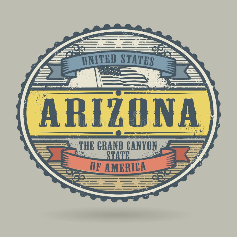 Timbre de vintage avec le texte Etats-Unis d'Amérique, Arizona illustration libre de droits Timbre de vintage avec le texte Etats-Unis d'Amérique, Arizona illustration libre de droits