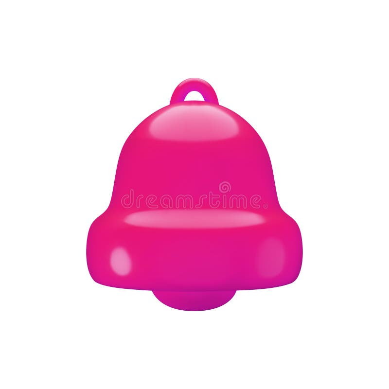 Timbre rosa 3d de dibujos animados vectores. representaciones realistas lindas del color timbre de notificación de señal de alerta ilustración del vector