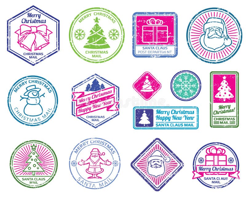 Timbres de lettre d'affranchissement de Santa de Noël Ensemble de vecteur de décoration de holydays d'hiver illustration de vecteur Timbres de lettre d'affranchissement de Santa de Noël Ensemble de vecteur de décoration de holydays d'hiver illustration de vecteur