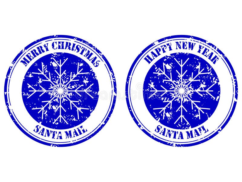 Timbro di gomma, buon anno e Buon Natale della posta di Santa illustrazione di stock Timbro di gomma, buon anno e Buon Natale della posta di Santa illustrazione di stock